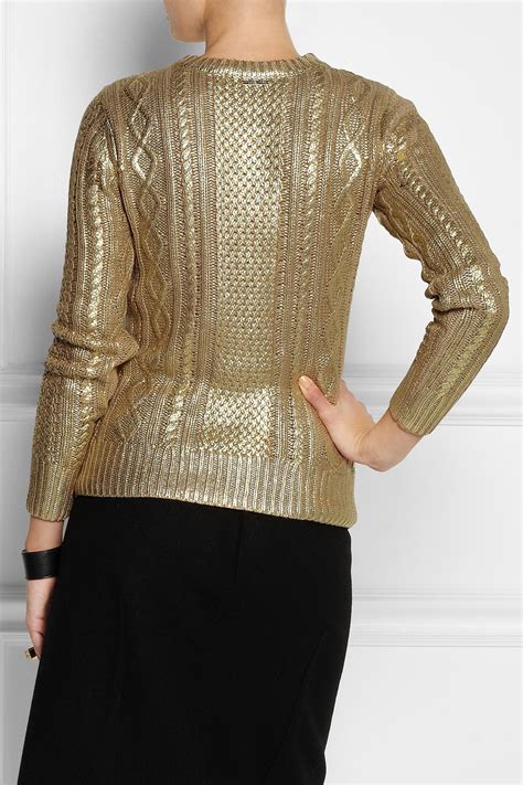 michael kors metallic trim v neck sweater|Michael Kors Metallic.